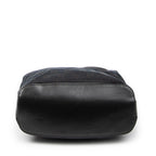 Bolso de hombro Hobo con cremallera Lona negra monogramada