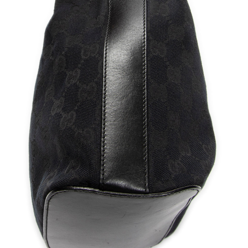 Shoulder Bag Zip Hobo Black Monogrammed Canvas