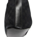 Bolso de hombro Hobo con cremallera Lona negra monogramada