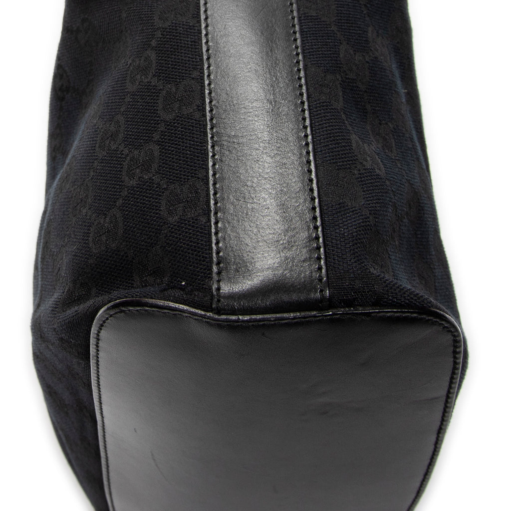Shoulder Bag Zip Hobo Black Monogrammed Canvas