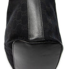Bolso de hombro Hobo con cremallera Lona negra monogramada