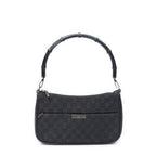 Shoulder Bag Bamboo Zip Pochette Black Monogrammed Canvas