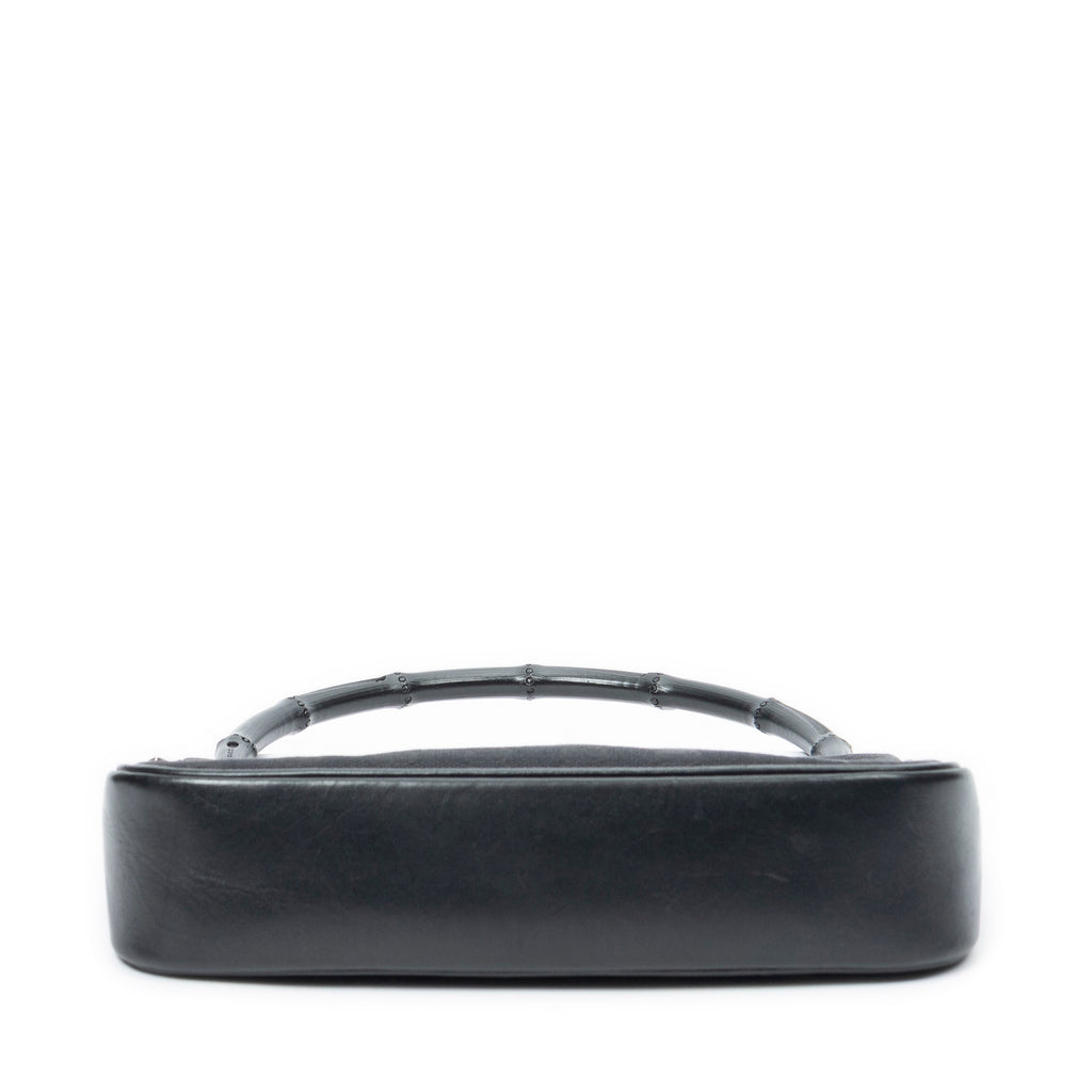 Shoulder Bag Bamboo Zip Pochette Black Monogrammed Canvas