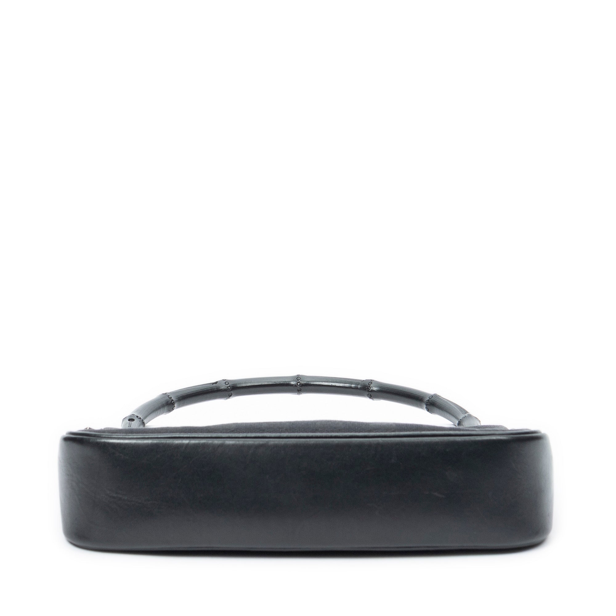 Shoulder Bag Bamboo Zip Pochette Black Monogrammed Canvas