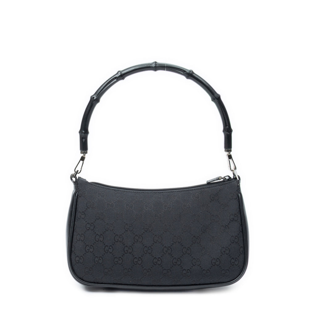 Sac à bandoulière Pochette zippée Bambou Toile monogrammée noire