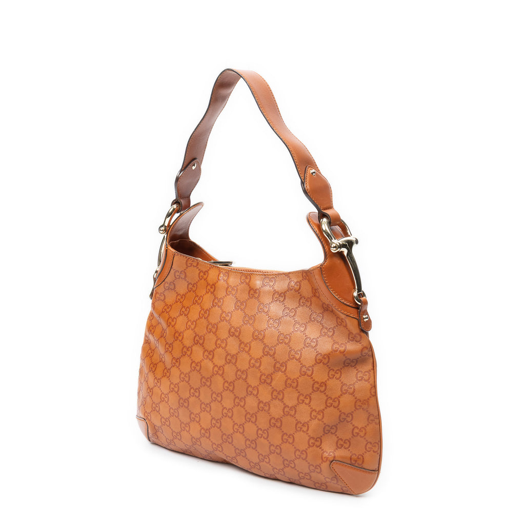Shoulder Bag Horsebit Creole Hobo Orange Guccissima Leather