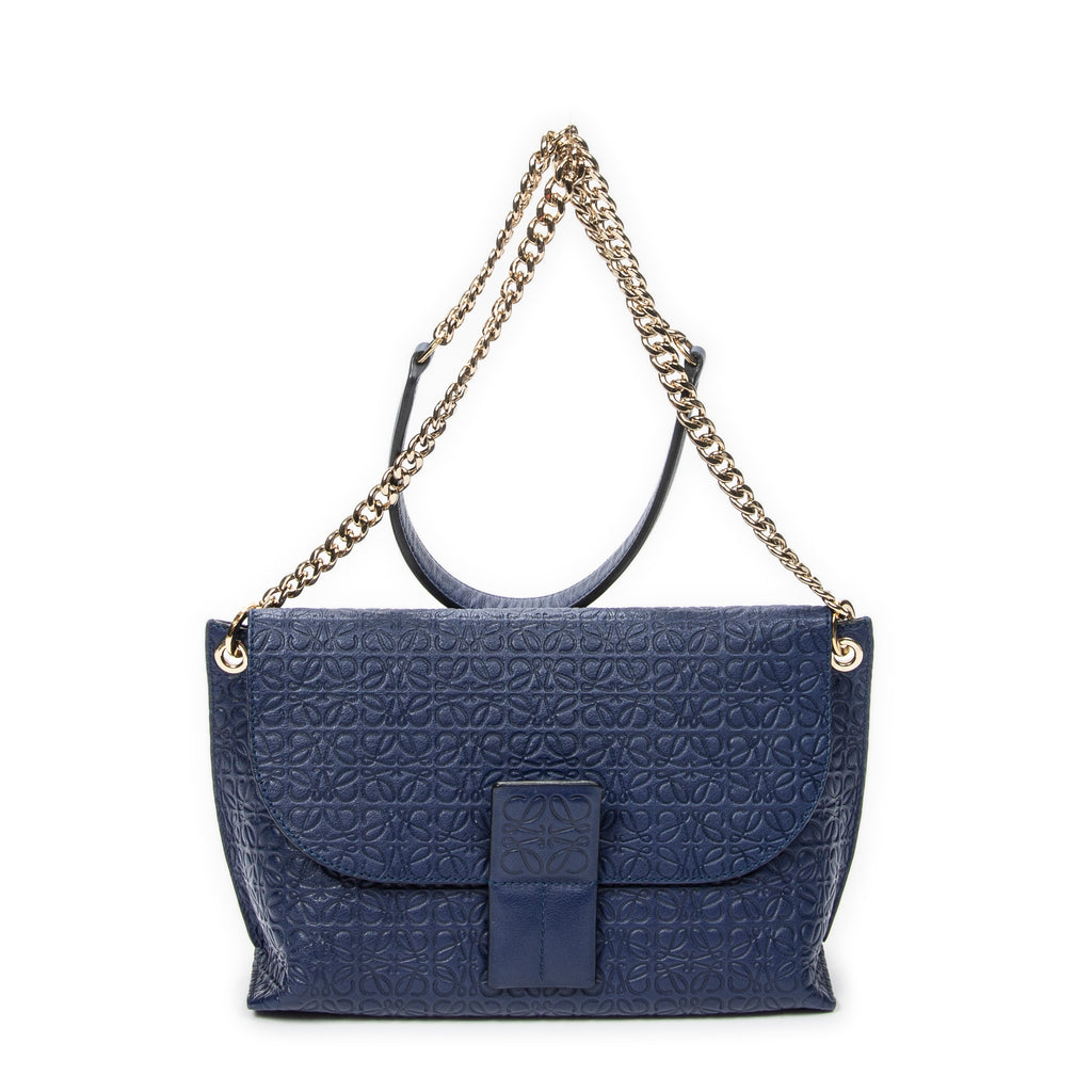 Shoulder Bag Anagram Avenue Crossbody Navy Anagram Embossed Leather