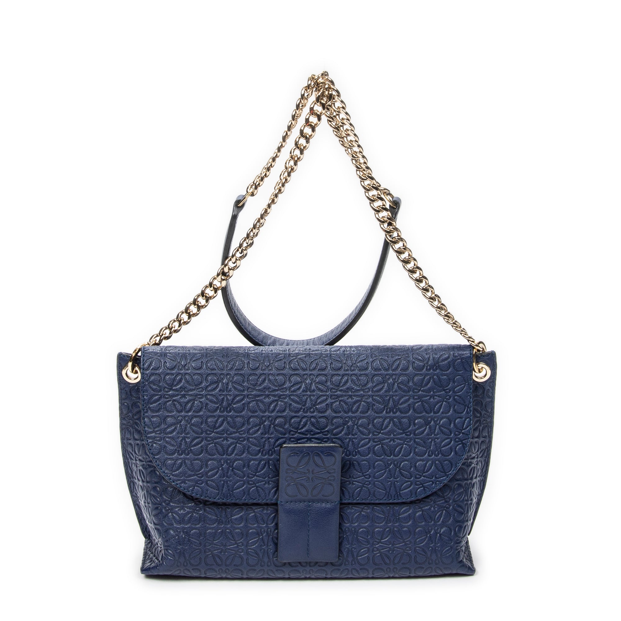 Shoulder Bag Anagram Avenue Crossbody Navy Anagram Embossed Leather