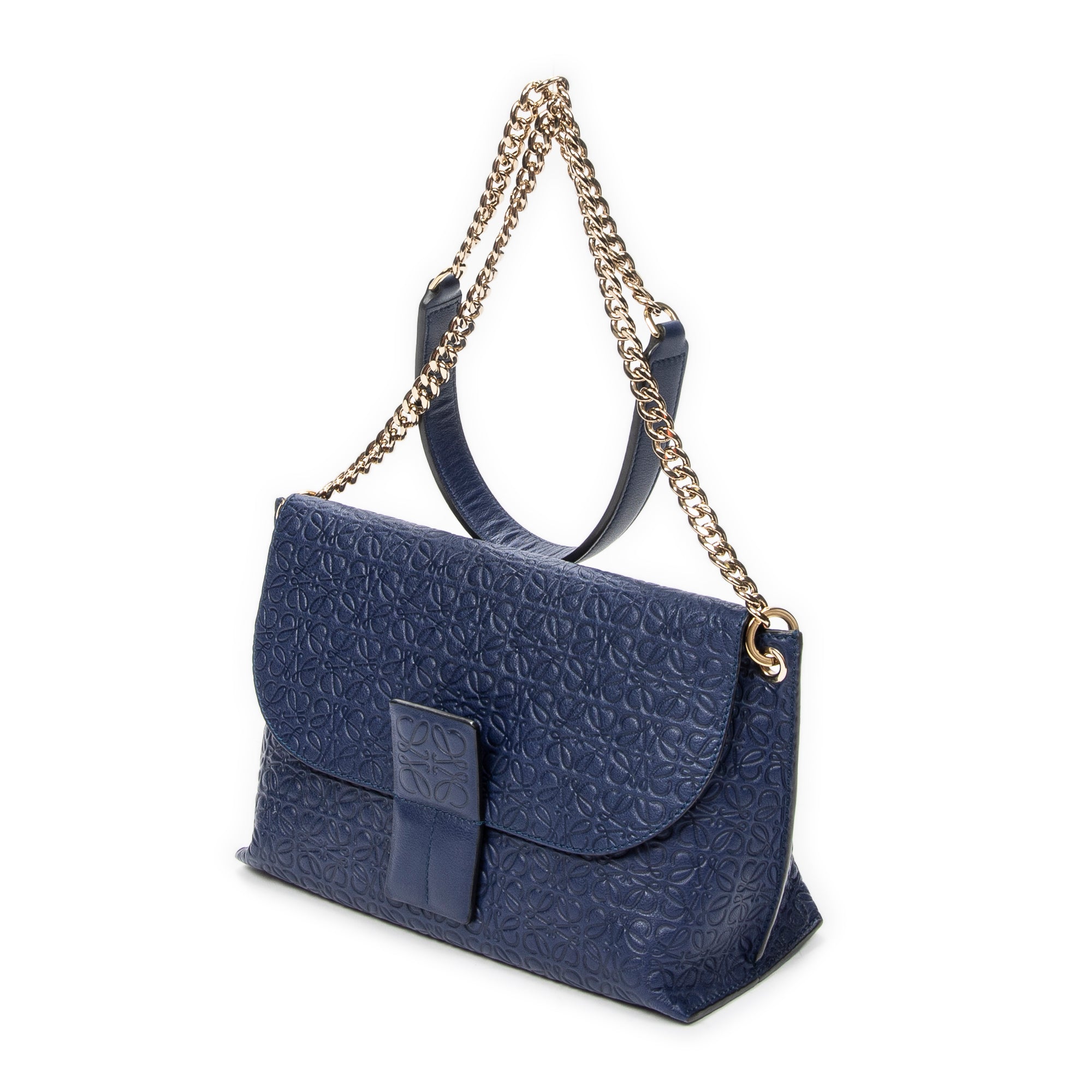 Shoulder Bag Anagram Avenue Crossbody Navy Anagram Embossed Leather