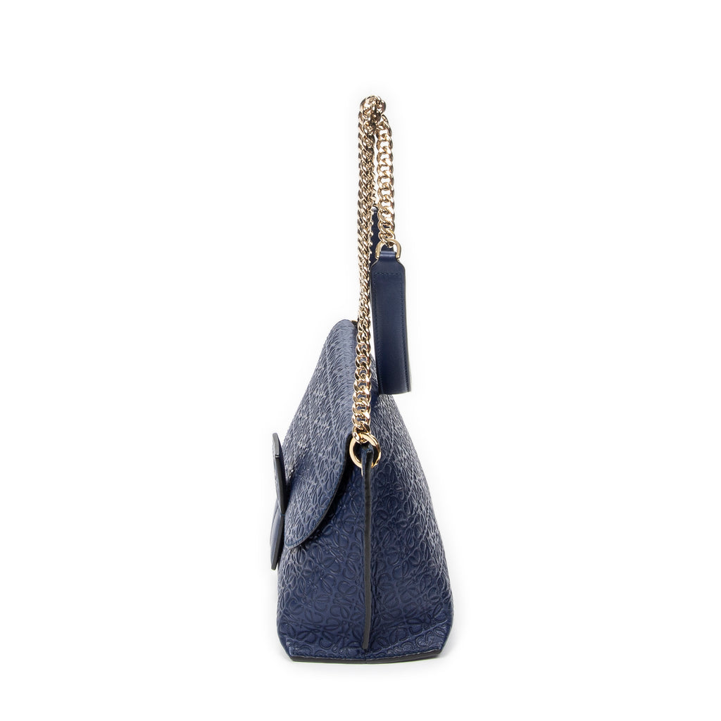Shoulder Bag Anagram Avenue Crossbody Navy Anagram Embossed Leather