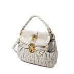 Shoulder Bag Coffer Double Pocket Hobo Grey Nappa Matelasse Leather
