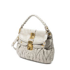 Bolso de hombro Coffer doble bolsillo Hobo piel Nappa Matelassé gris