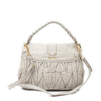 Shoulder Bag Coffer Double Pocket Hobo Grey Nappa Matelasse Leather