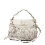 Bolso de hombro Coffer doble bolsillo Hobo piel Nappa Matelassé gris