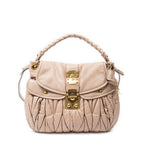 Shoulder Bag Coffer Double Pocket Hobo Light Pink Nappa Matelasse Leather
