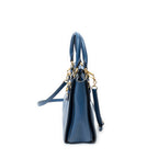 Shoulder Bag Pushlock Executive Tote Blue Vitello Caribu Leather