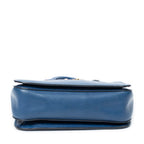 Shoulder Bag Pushlock Executive Tote Blue Vitello Caribu Leather