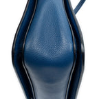 Shoulder Bag Pushlock Executive Tote Blue Vitello Caribu Leather