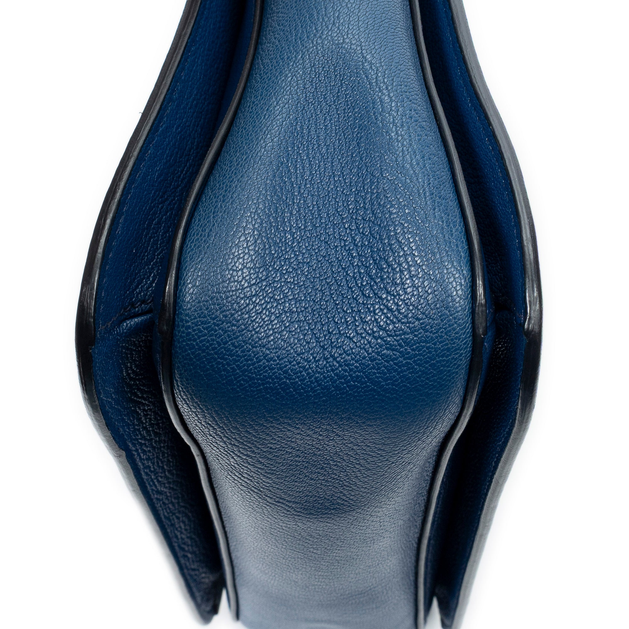 Shoulder Bag Pushlock Executive Tote Blue Vitello Caribu Leather