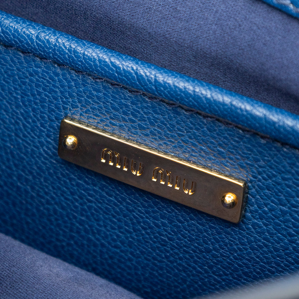 Shoulder Bag Pushlock Executive Tote Blue Vitello Caribu Leather
