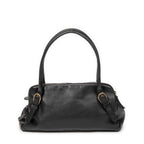 Shoulder Bag Vintage Zip Around Tote Black Goatskin Leather