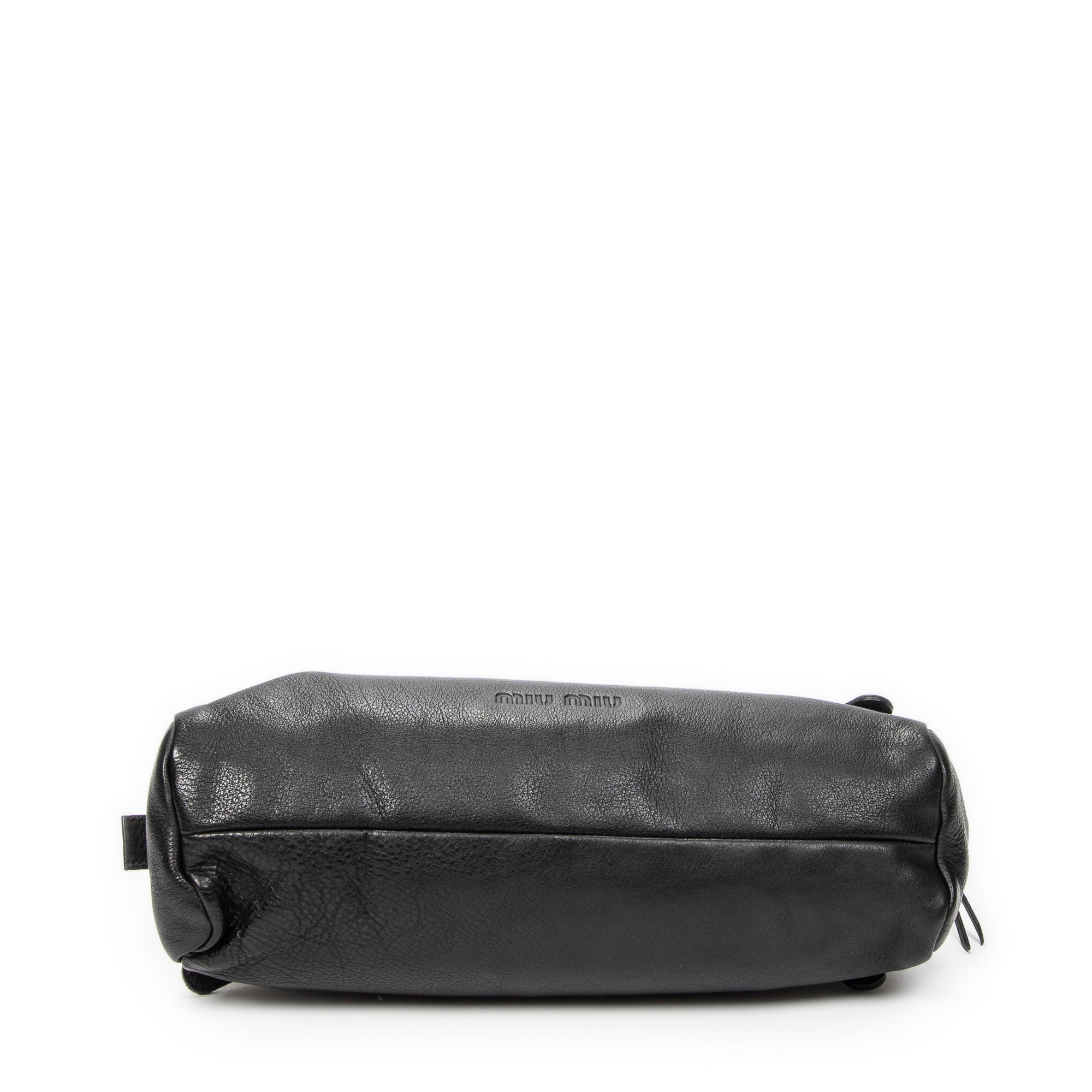 Shoulder Bag Vintage Zip Around Tote Black Goatskin Leather