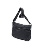 Shoulder Bag Zip Crossbody Black Nylon Canvas