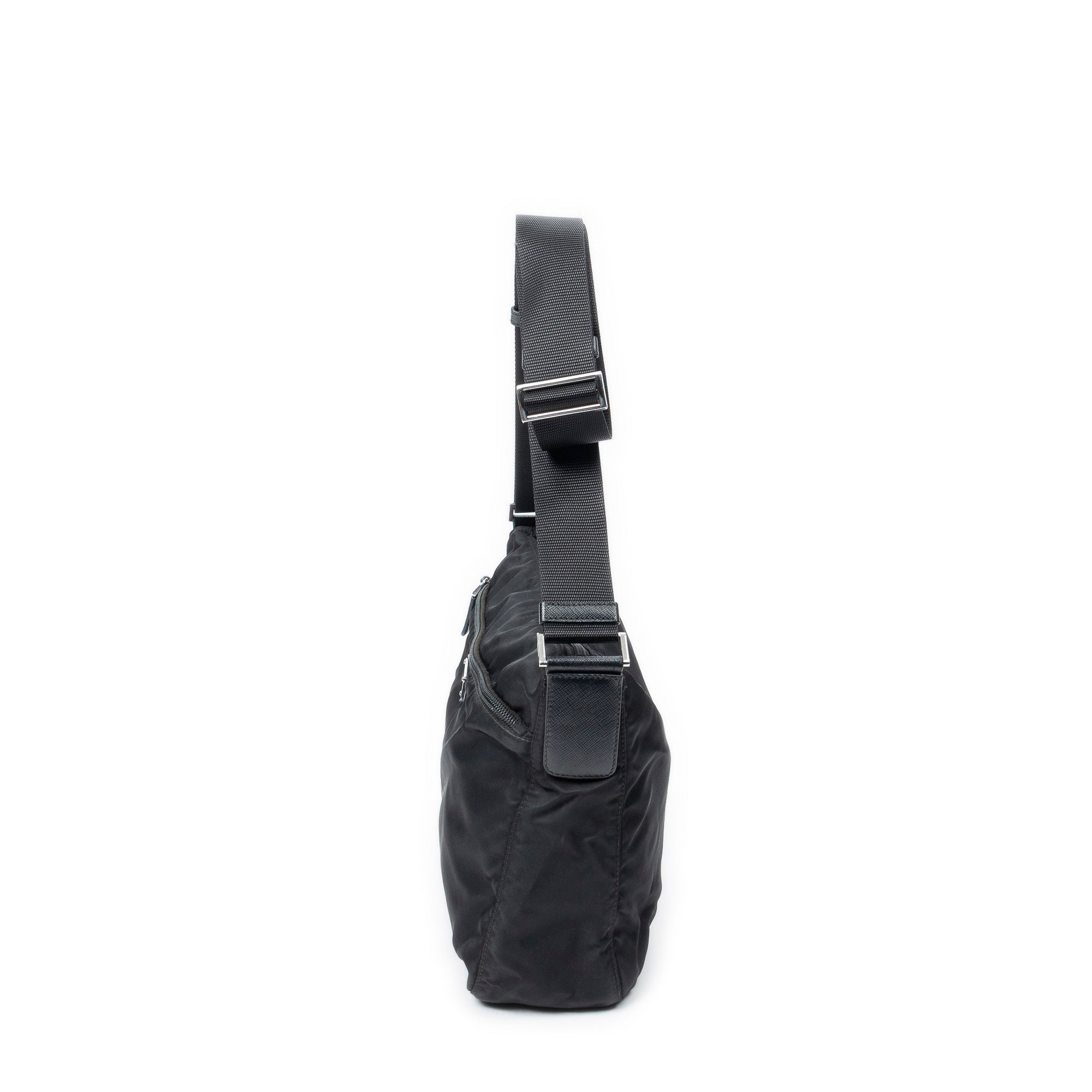 Shoulder Bag Zip Crossbody Black Nylon Canvas