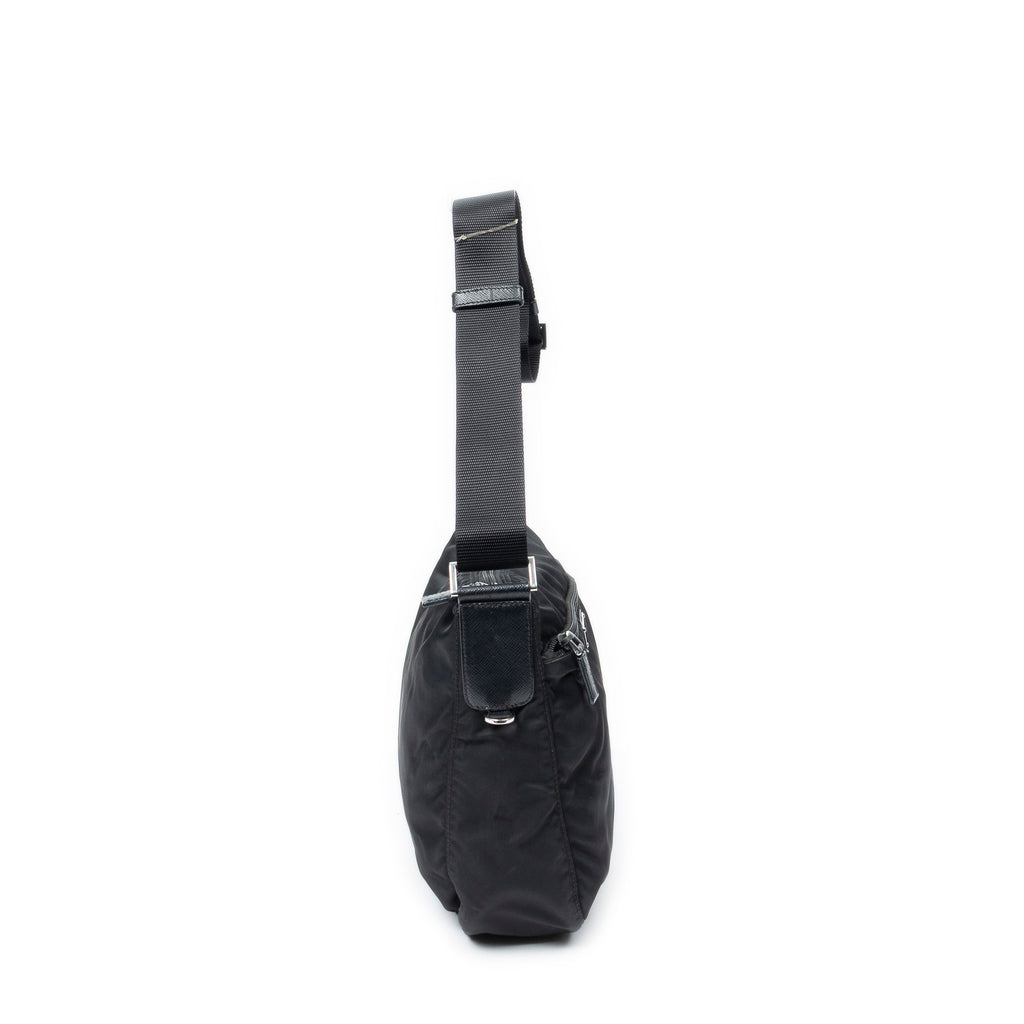 Shoulder Bag Zip Crossbody Black Nylon Canvas