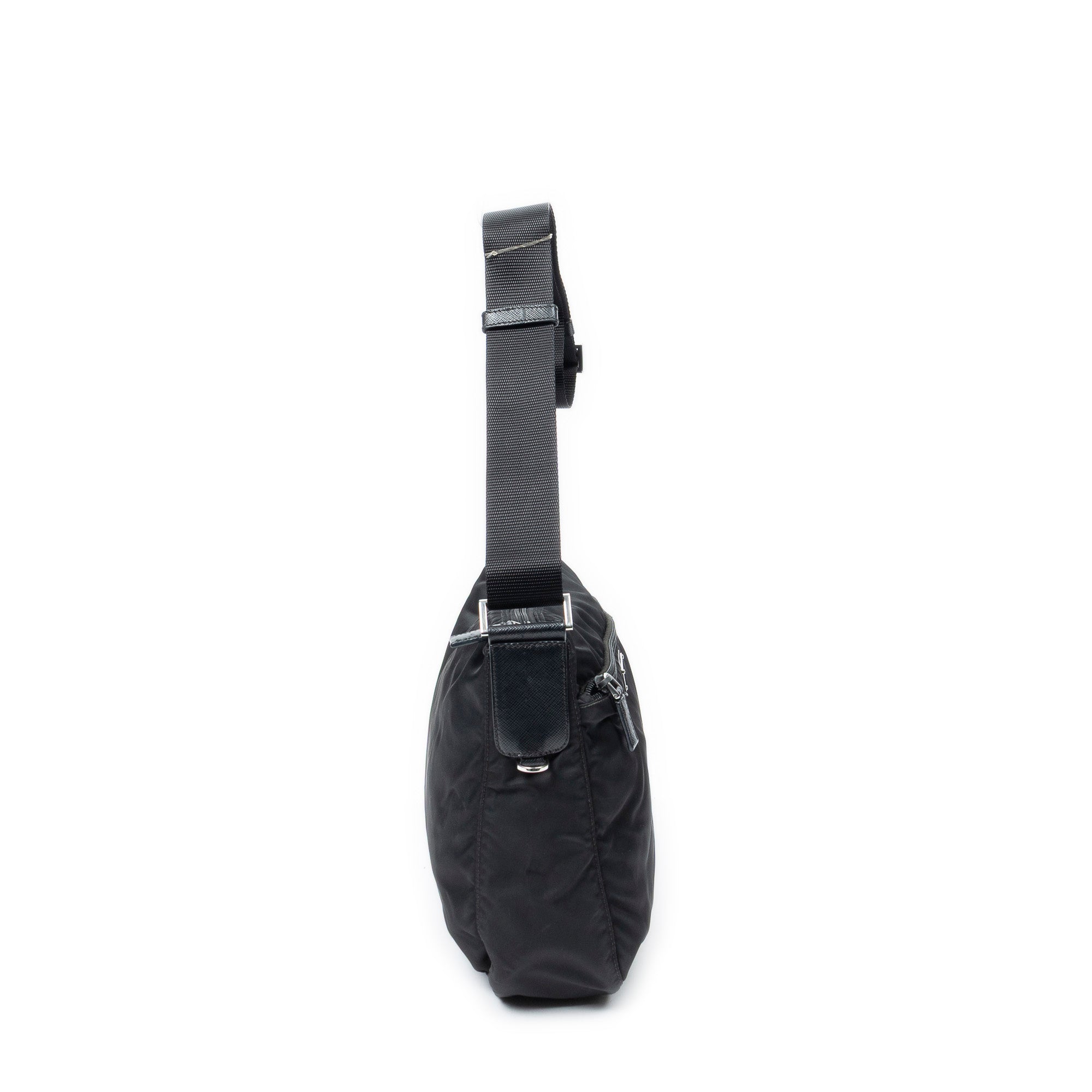 Shoulder Bag Zip Crossbody Black Nylon Canvas