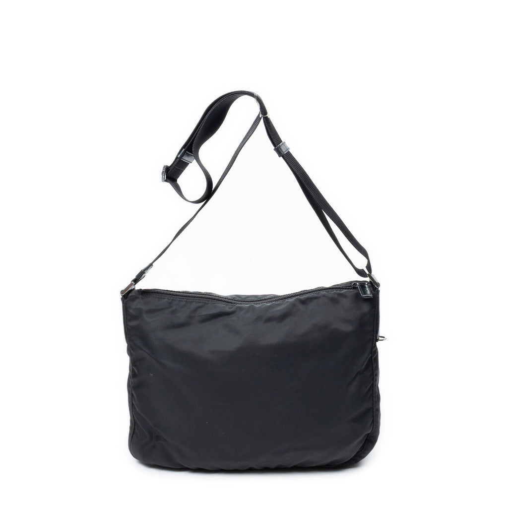 Shoulder Bag Zip Crossbody Black Nylon Canvas