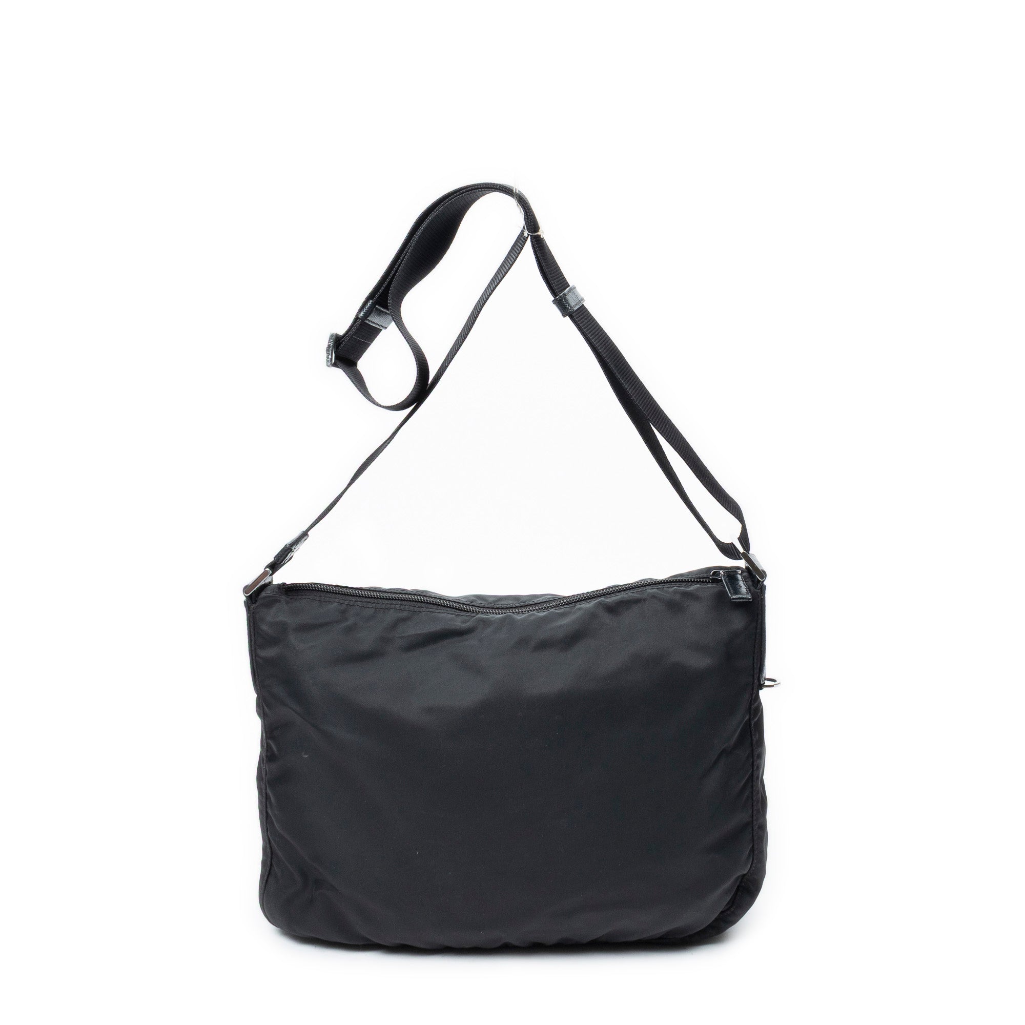 Shoulder Bag Zip Crossbody Black Nylon Canvas