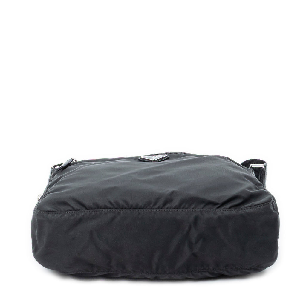 Shoulder Bag Zip Crossbody Black Nylon Canvas