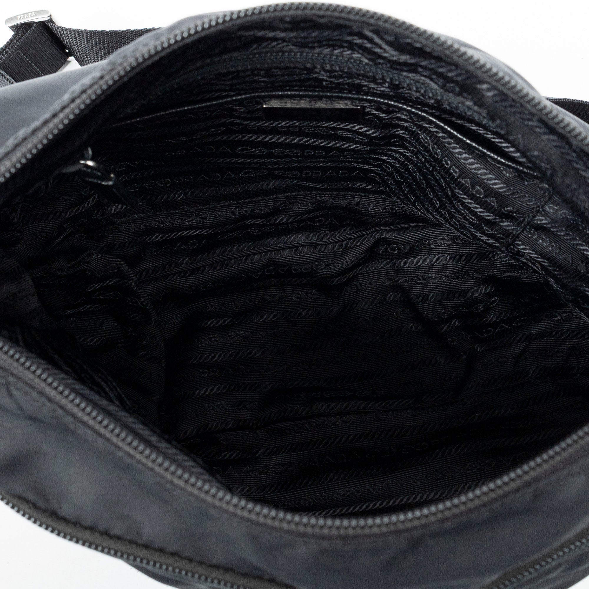 Shoulder Bag Zip Crossbody Black Nylon Canvas