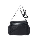 Shoulder Bag Front Buckle Flap Crossbody Black Nylon Canvas