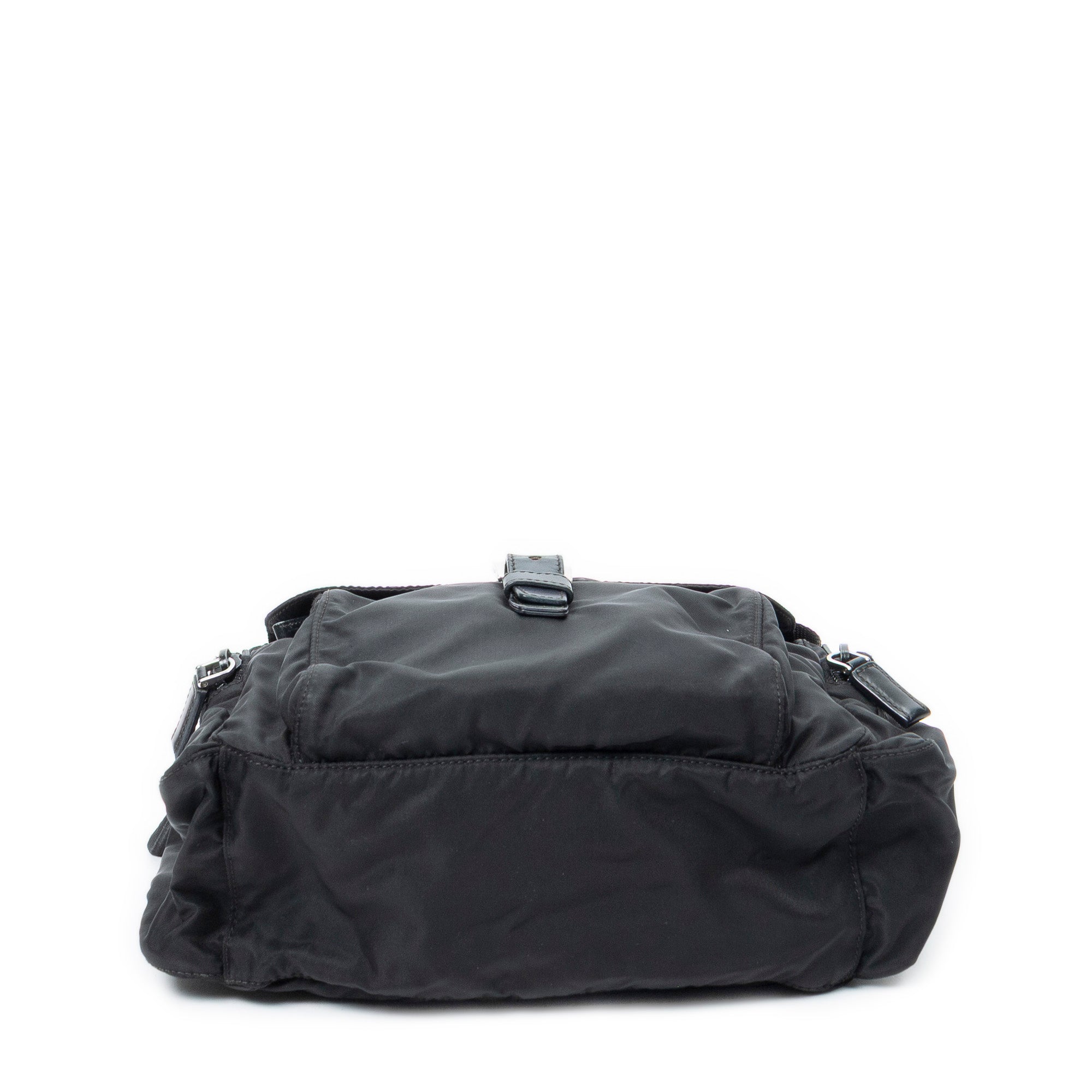 Shoulder Bag Front Buckle Flap Crossbody Black Nylon Canvas