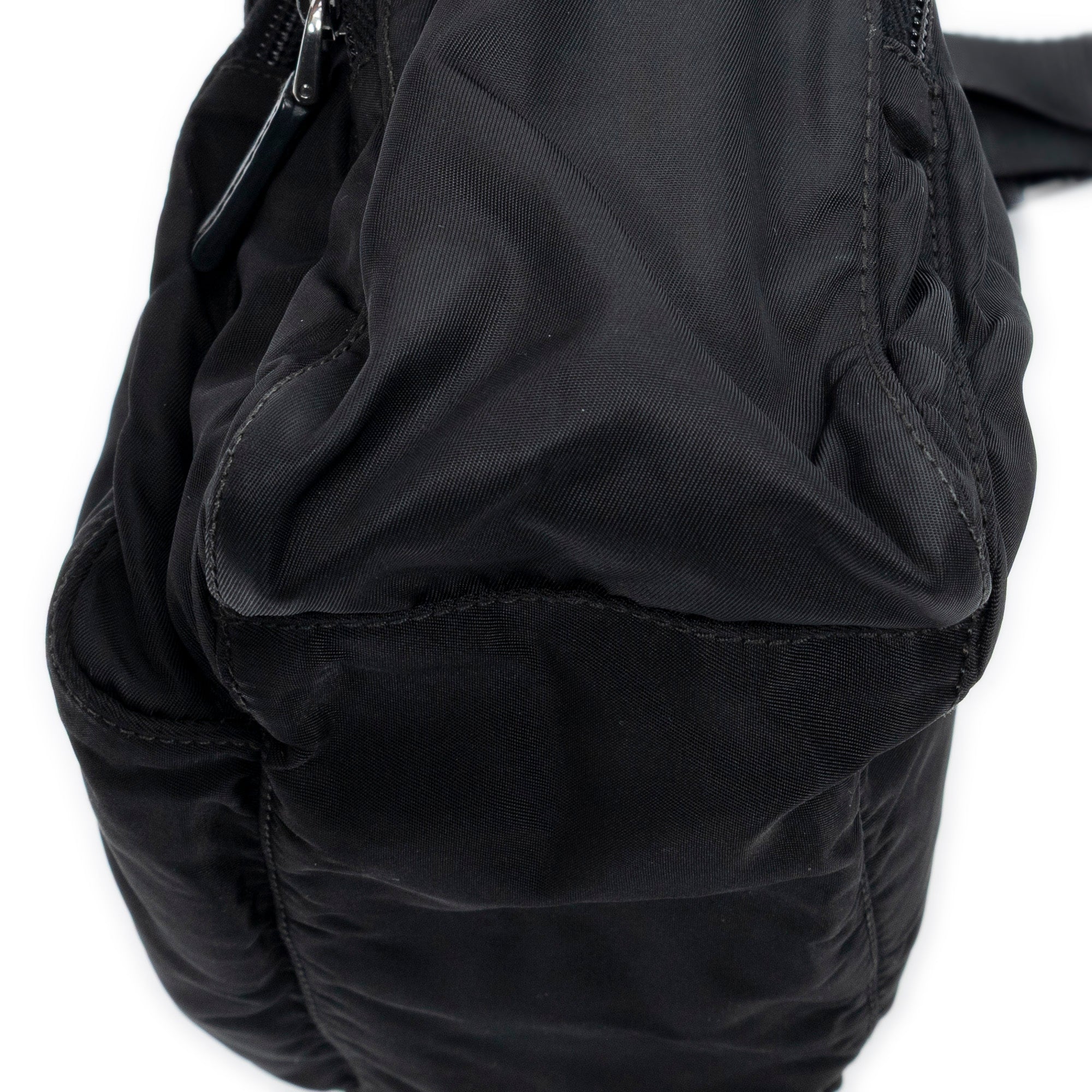Shoulder Bag Front Buckle Flap Crossbody Black Nylon Canvas