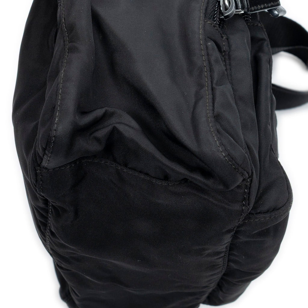 Shoulder Bag Front Buckle Flap Crossbody Black Nylon Canvas