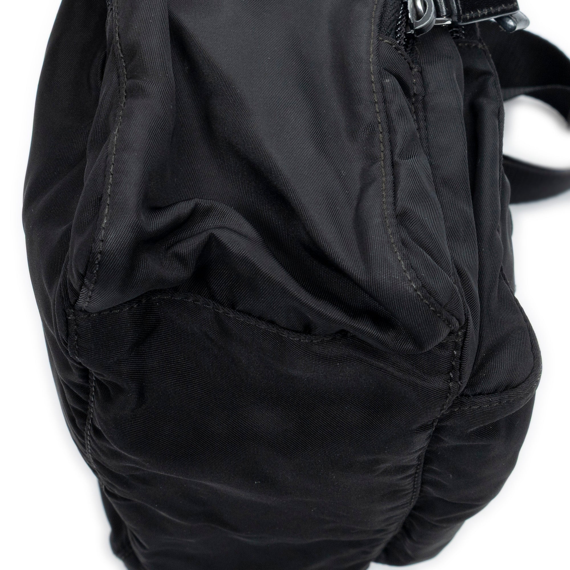 Shoulder Bag Front Buckle Flap Crossbody Black Nylon Canvas