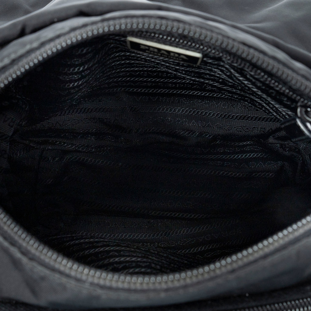 Shoulder Bag Front Buckle Flap Crossbody Black Nylon Canvas