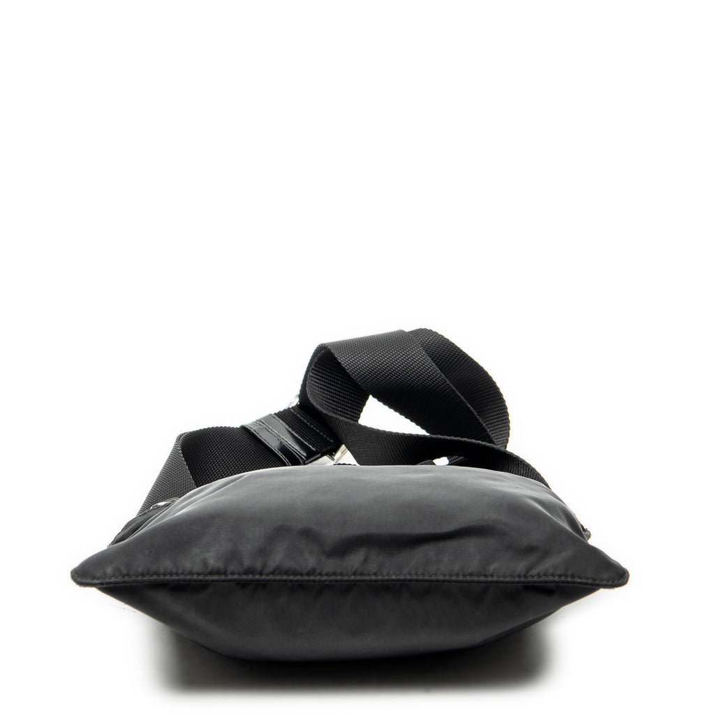 Shoulder Bag Small Zip Flat Messenger Black Nylon Canvas