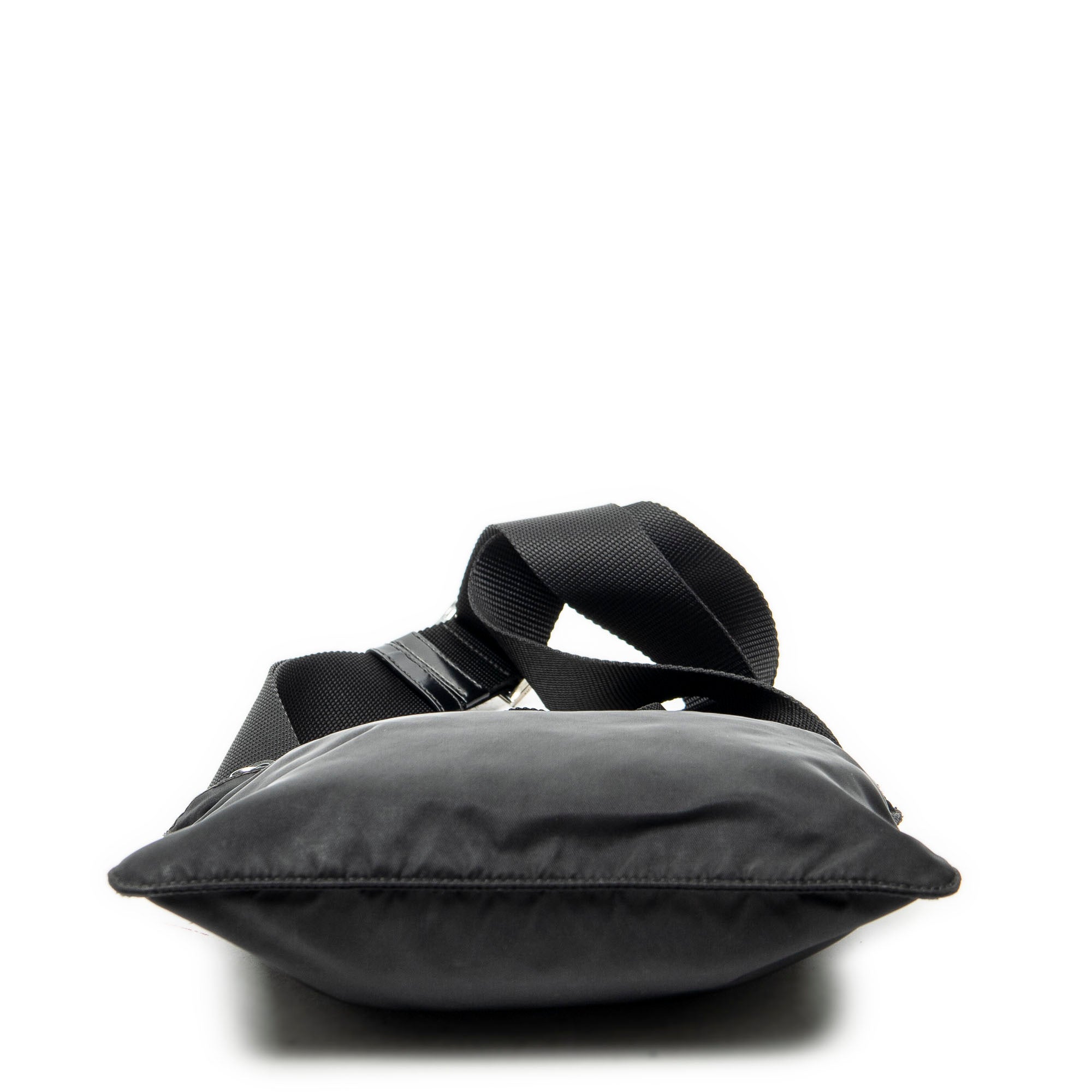 Shoulder Bag Small Zip Flat Messenger Black Nylon Canvas