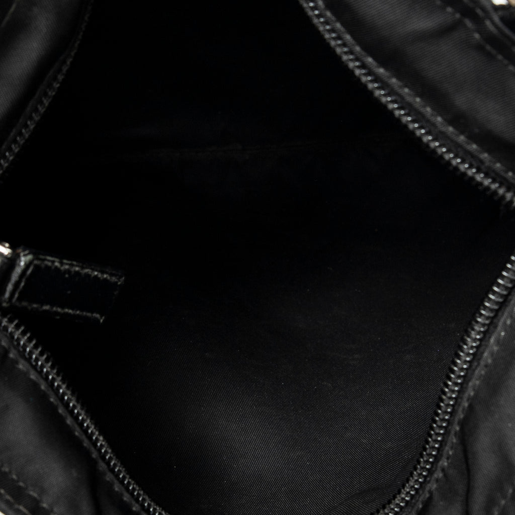 Shoulder Bag Small Zip Flat Messenger Black Nylon Canvas
