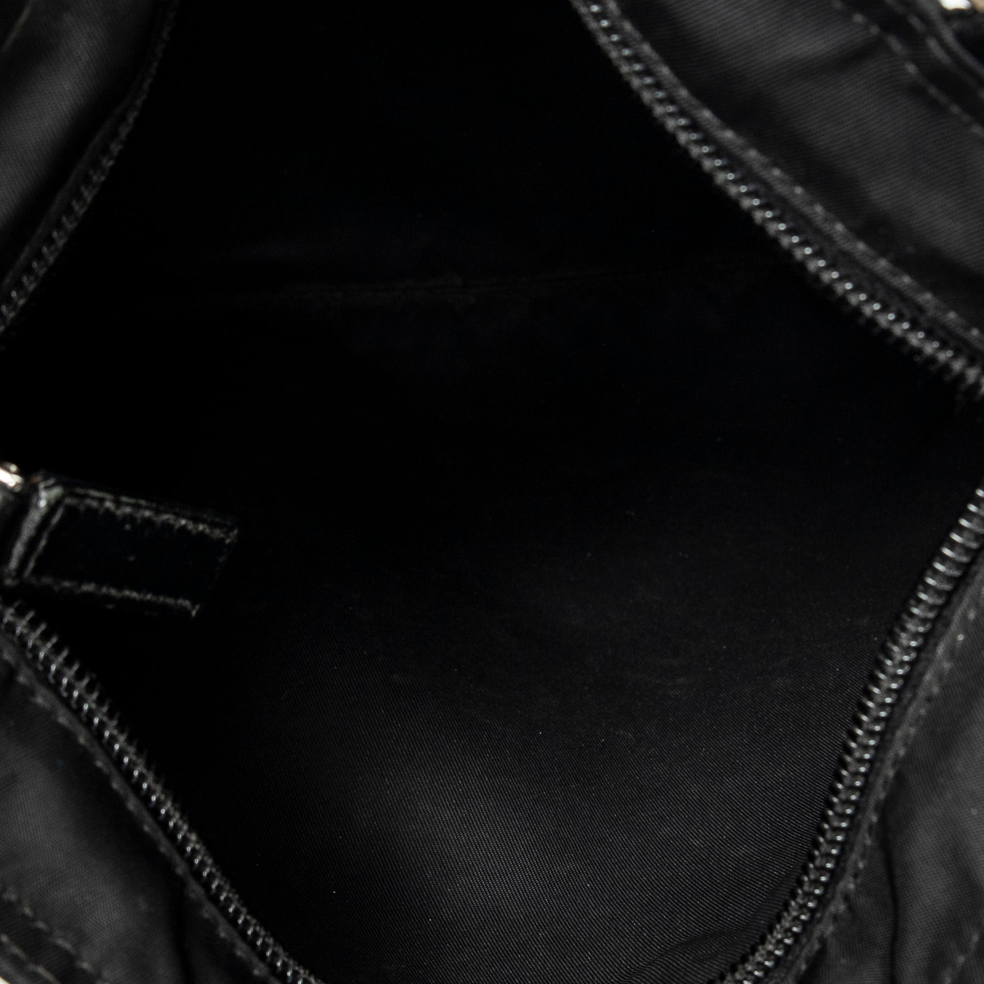 Shoulder Bag Small Zip Flat Messenger Black Nylon Canvas