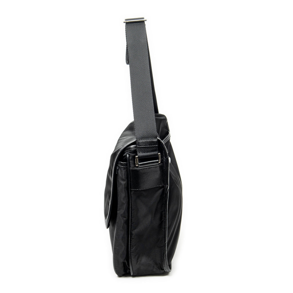 Shoulder Bag Buckle Flap Messenger Black Nylon Canvas