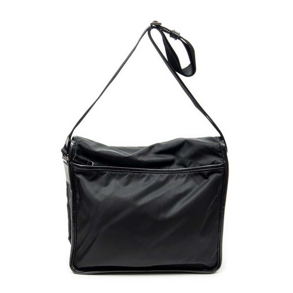 Shoulder Bag Buckle Flap Messenger Black Nylon Canvas