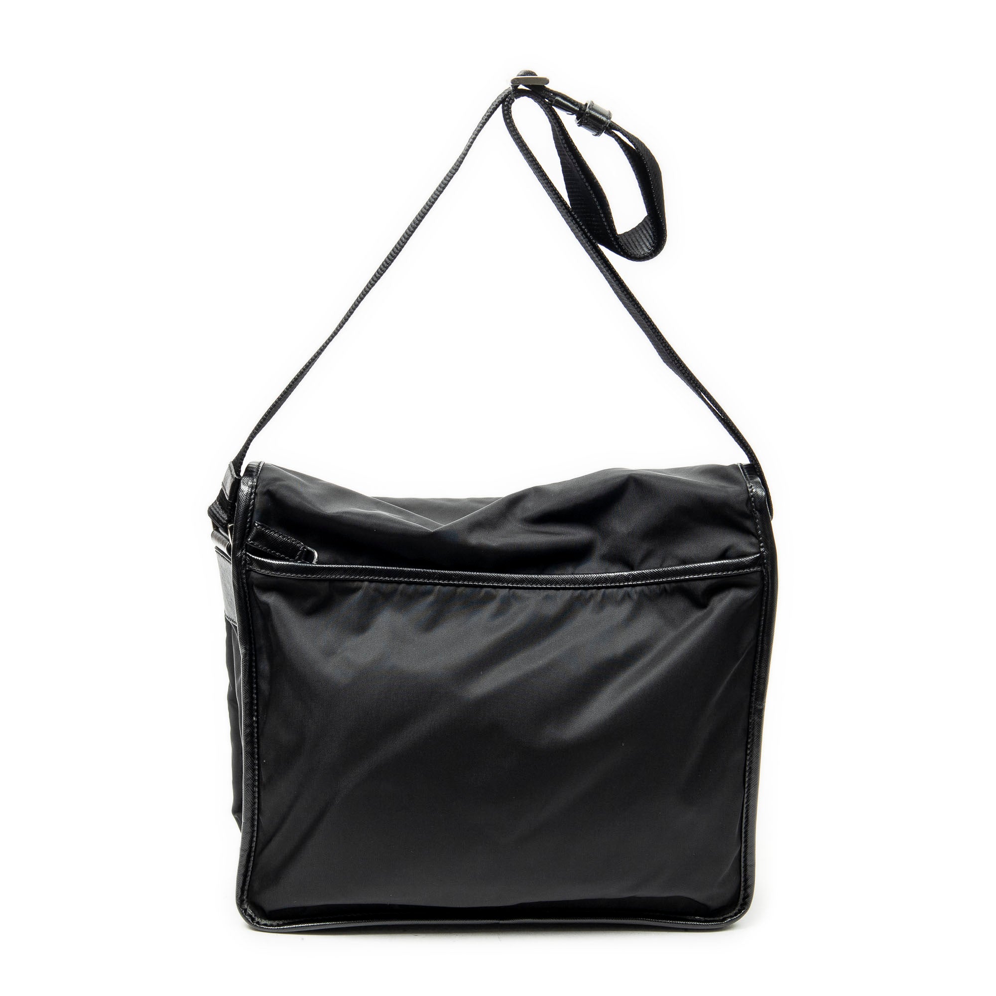 Shoulder Bag Buckle Flap Messenger Black Nylon Canvas