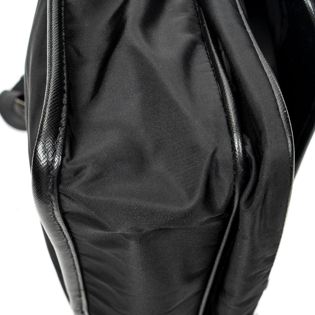 Shoulder Bag Buckle Flap Messenger Black Nylon Canvas