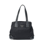 Shoulder Bag Small Open Tote Black Nylon Canvas