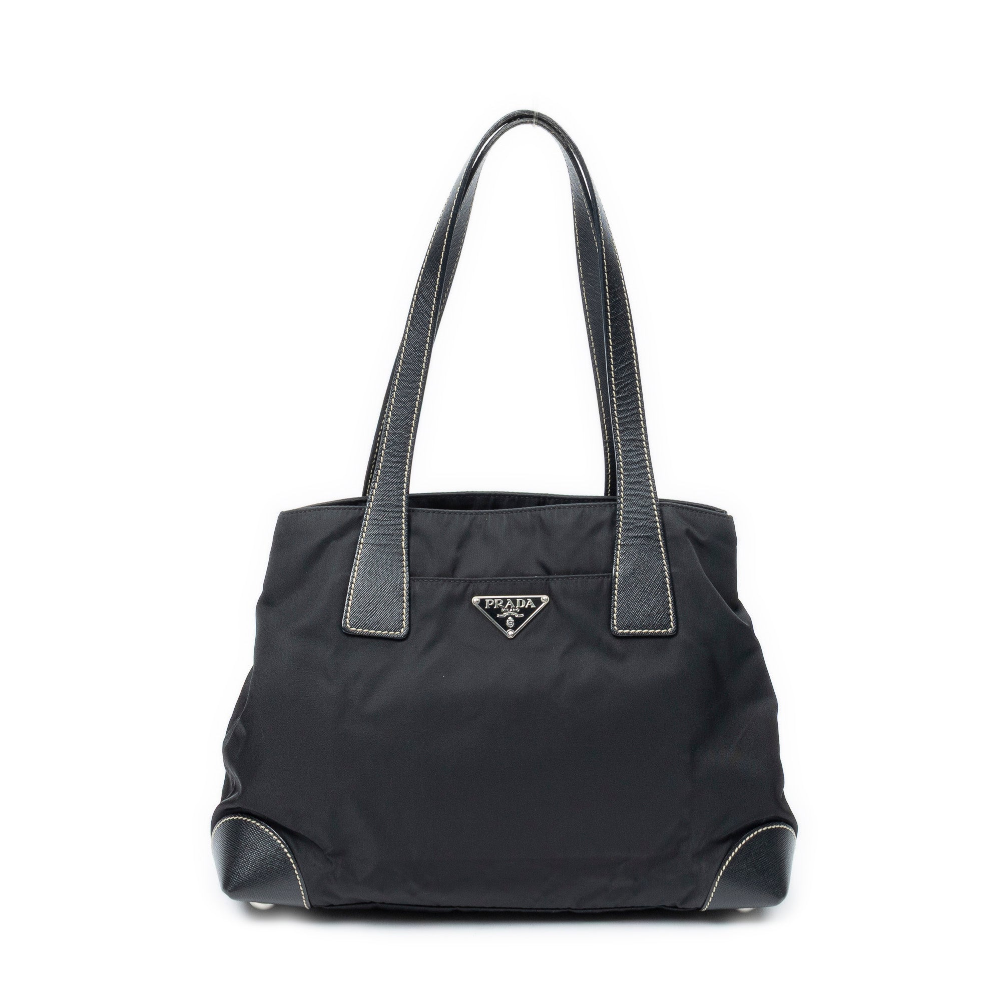 Shoulder Bag Small Open Tote Black Nylon Canvas